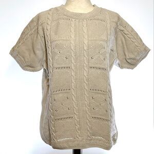 Orvis Cotton Cable Knit Sweater Medium Beige
